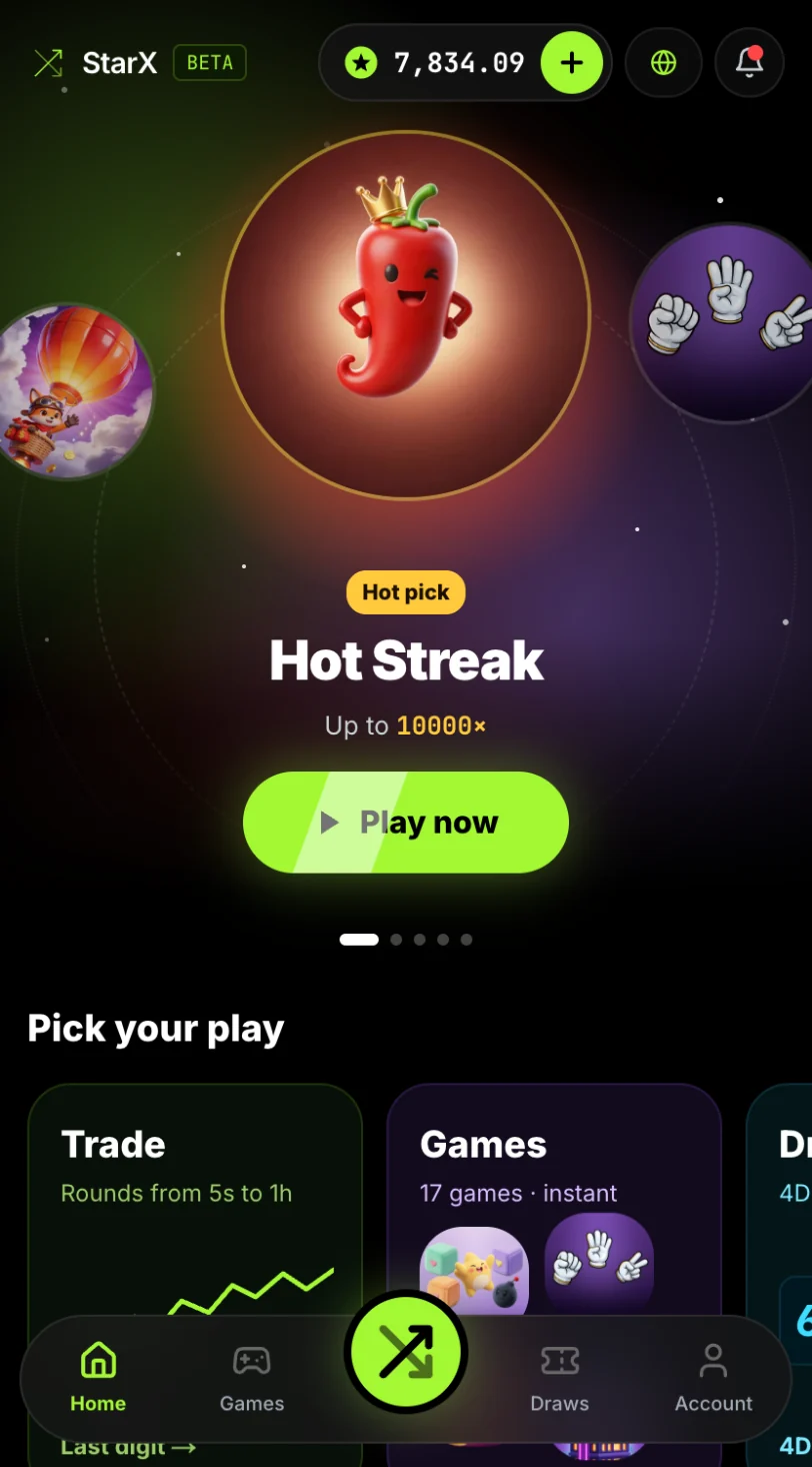 StarX home screen